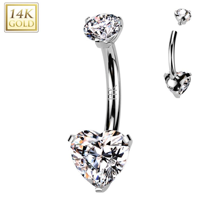 Zlatý piercing do pupíku - srdce, Au 585/1000 - ZL01272-WG - náhled 1