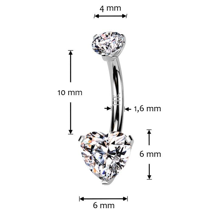 Zlatý piercing do pupíku - srdce, Au 585/1000 - ZL01272-WG - náhled 3