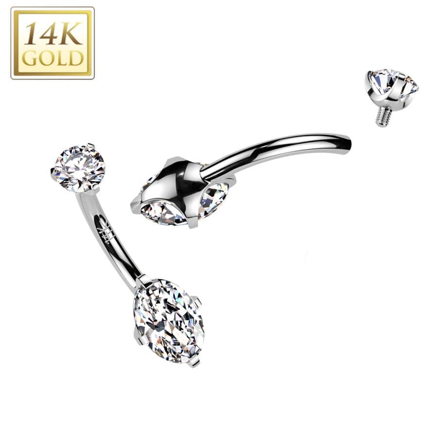 Zlatý piercing do pupíku, Au 585/1000 - ZL01274-WG - náhled 2