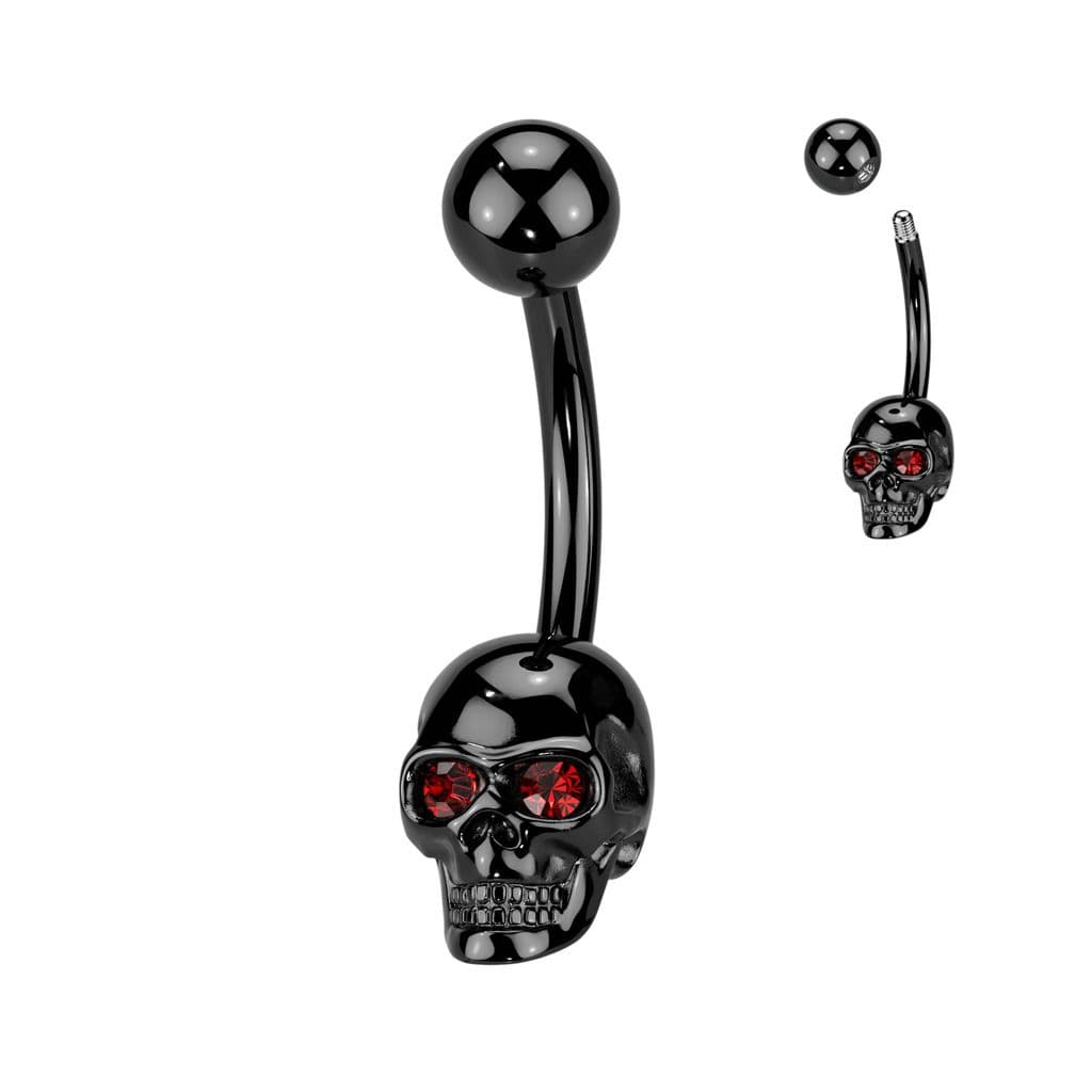 Černý piercing do pupíku lebka - WP0096-K