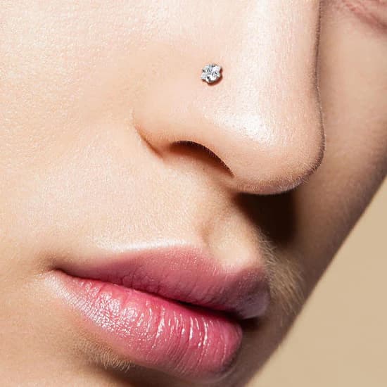 Zahnutý piercing do nosu - titan, čirý kamínek 2 mm - TIT1040-C - náhled 4