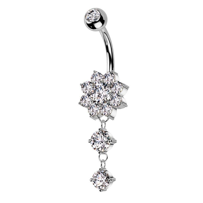 Visací piercing do pupíku kytička - WP0068-ST