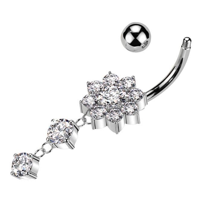 Visací piercing do pupíku kytička - WP0068-ST - náhled 2