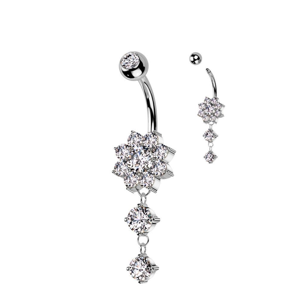 Visací piercing do pupíku kytička - WP0068-ST - náhled 3
