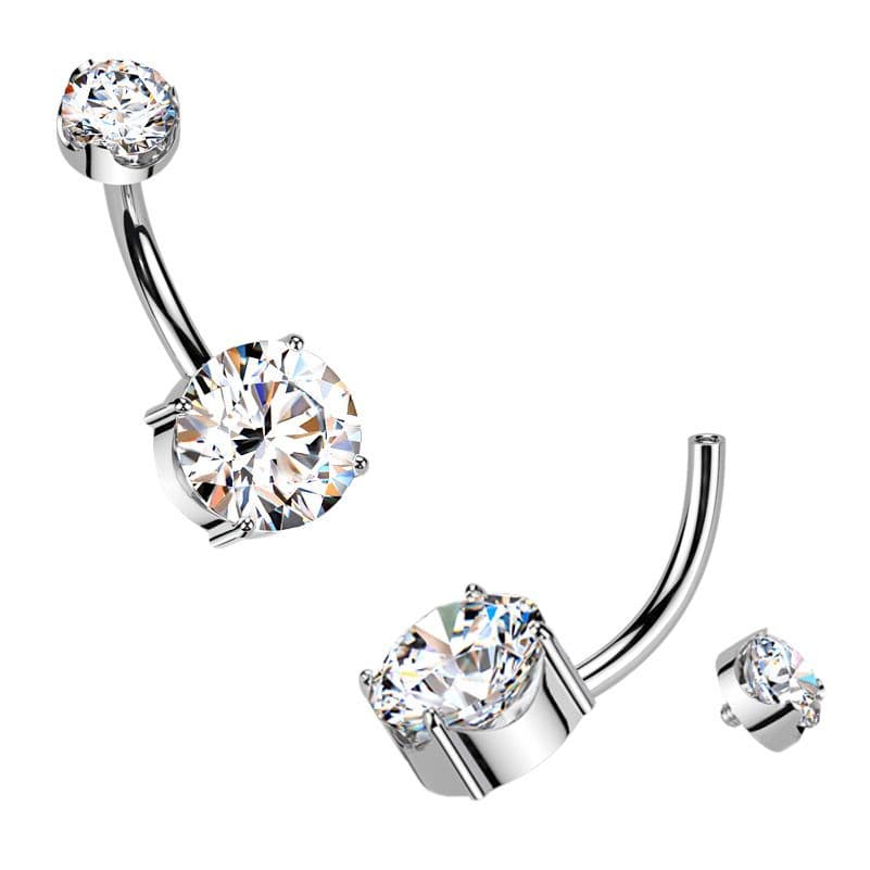 Luxusní piercing do pupíku s Moissanity 2.50ct, TITAN - TM001 - náhled 2