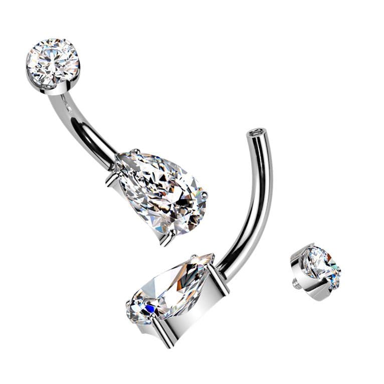 Luxusní piercing do pupíku s Moissanity 1.25ct, TITAN - TM003 - náhled 2