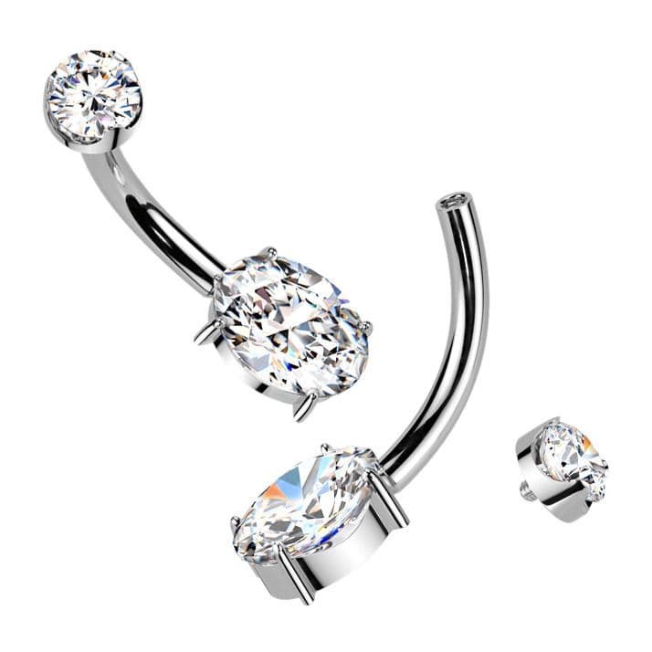 Luxusní piercing do pupíku s Moissanity 1.25ct, TITAN - TM005 - náhled 2