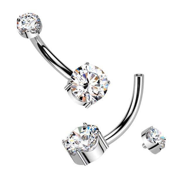 Luxusní piercing do pupíku s Moissanity 1.05ct, TITAN - TM006-S - náhled 2