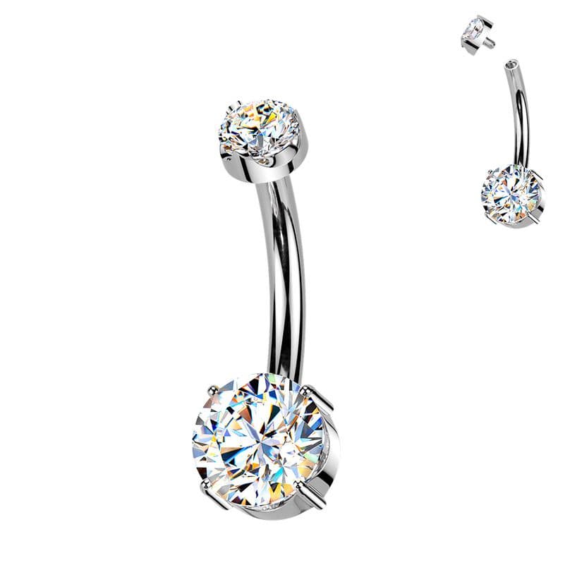 Luxusní piercing do pupíku s Moissanity 1.05ct, TITAN - TM006-S - náhled 3