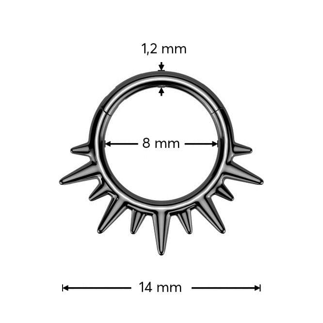 Černý ocelový kruh - helix / cartilage / septum piercing - SG125-K - náhled 2