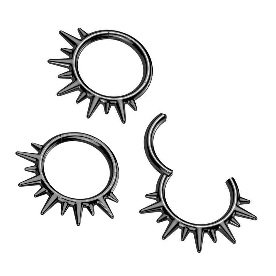 Černý ocelový kruh - helix / cartilage / septum piercing - SG125-K - náhled 3