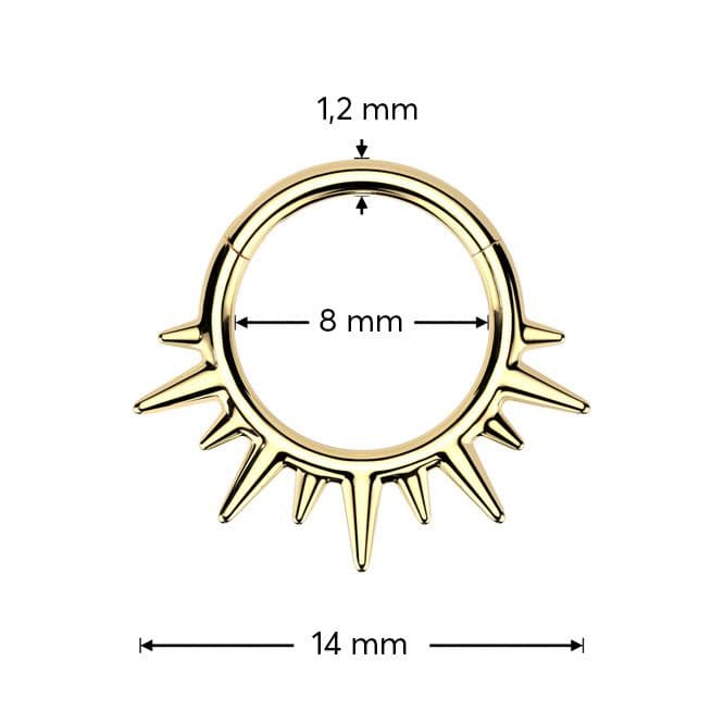 Zlacený ocelový kruh - helix / cartilage / septum piercing - SG125-GD - náhled 2