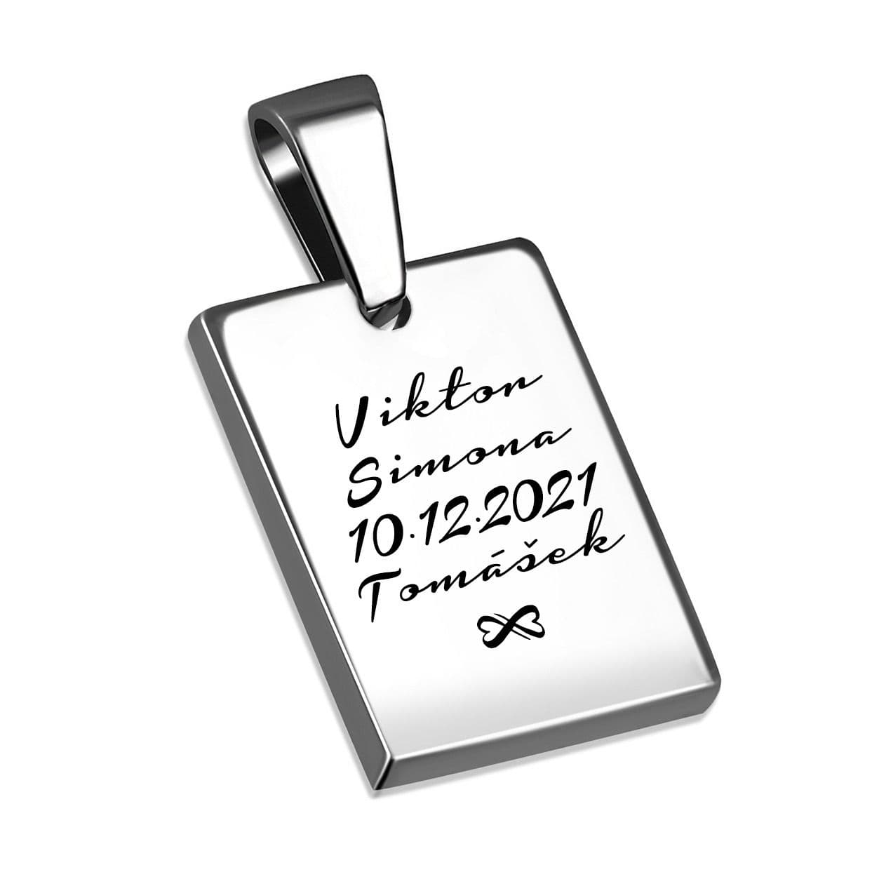 S4U Personalizovaný ocelový přívěsek s rytinou - RT1022 - náhled 2