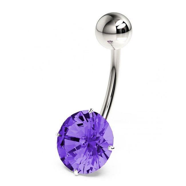 S4U Stříbrný piercing do pupíku, zirkon 10 mm (fialová) - BP01017-A - náhled 1