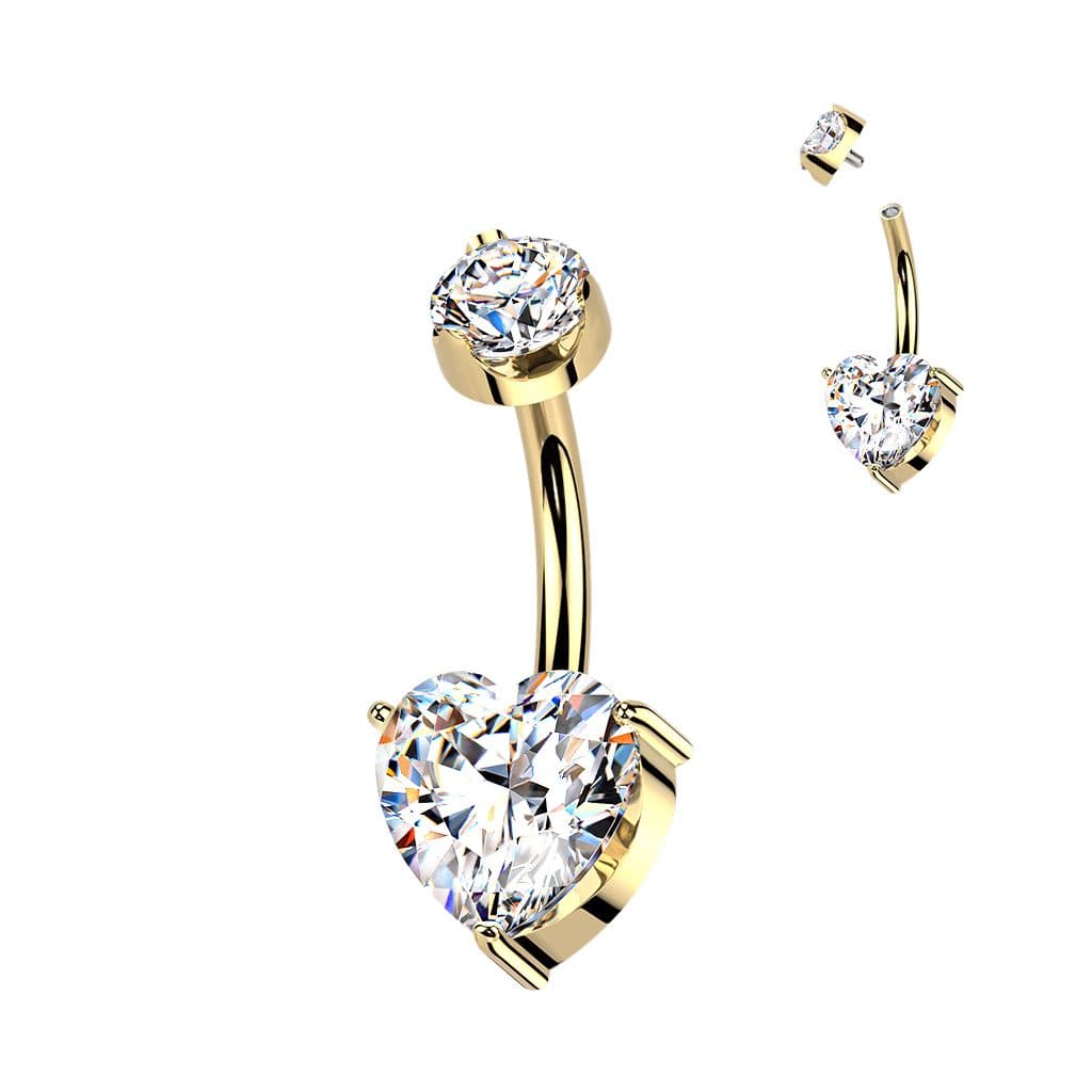 MARRE Luxusní zlacený piercing do pupíku s Moissanity 2,50ct, TITAN