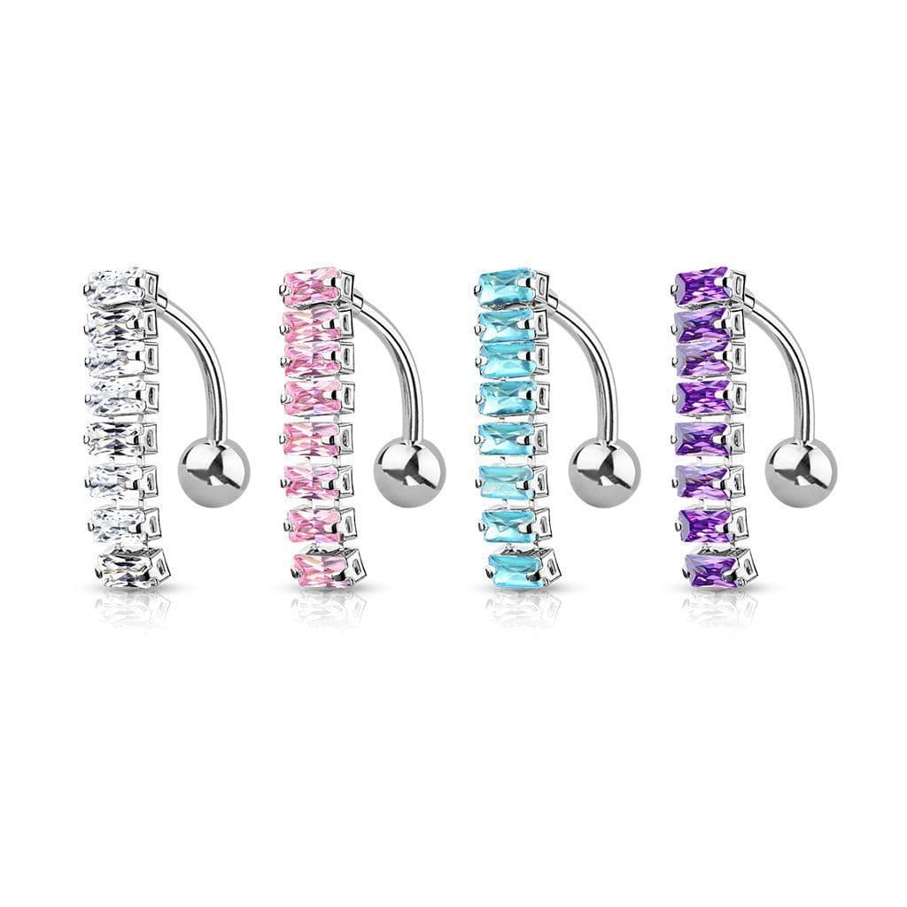 Obrácený piercing do pupíku (fialový) - náhled 1