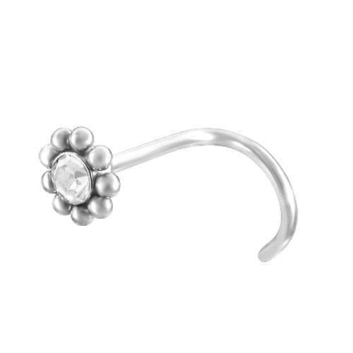 Zahnutý piercing do nosu kytička duhová - náhled 2