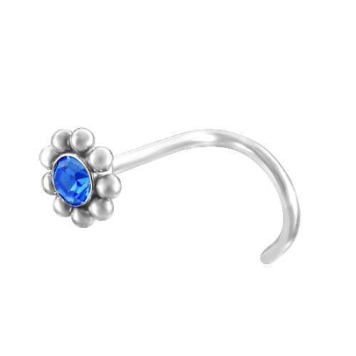 Zahnutý piercing do nosu kytička duhová - náhled 3