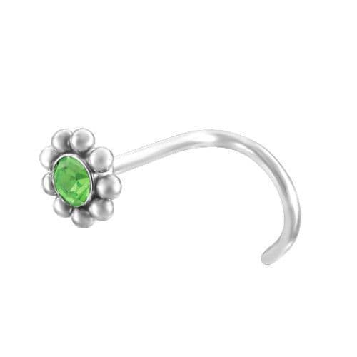Zahnutý piercing do nosu kytička duhová - náhled 4