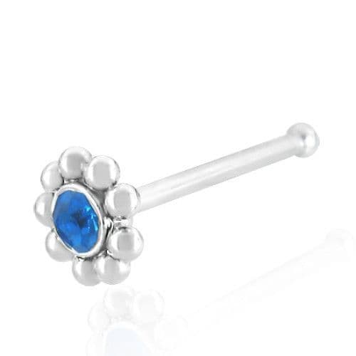 Piercing do nosu kytička tmavě modrá - náhled 1