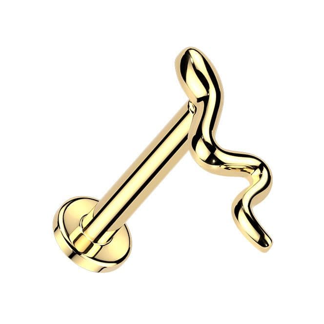 MARRE Zlacená labreta / piercing do ucha - had (1,2 x 6 mm) - LB0046GD-1206 - náhled 1
