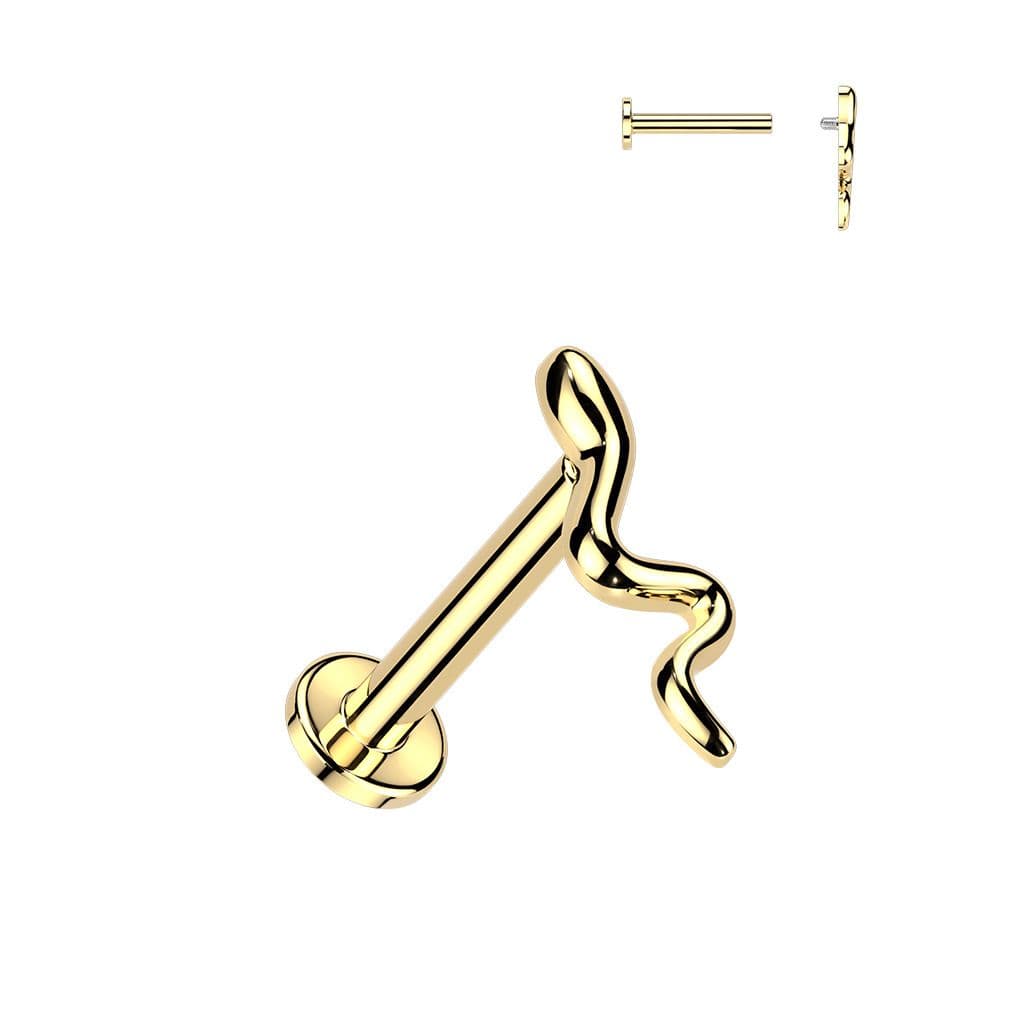 MARRE Zlacená labreta / piercing do ucha - had (1,2 x 6 mm) - LB0046GD-1206 - náhled 3