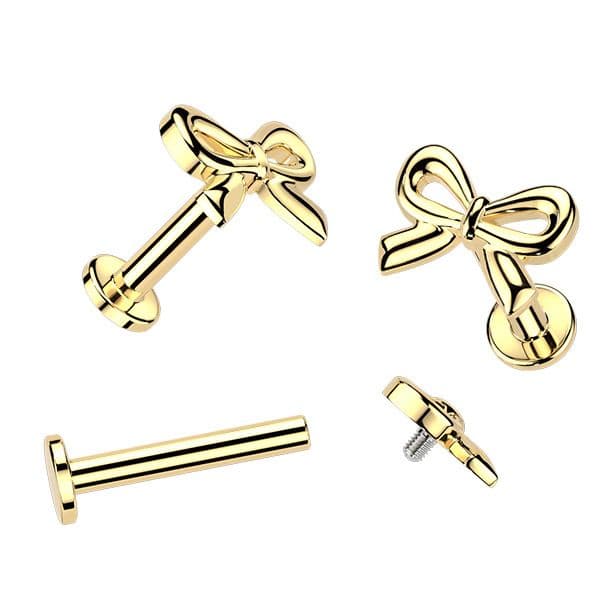 MARRE Zlacená Llabreta / piercing do ucha - mašlička (1,2 x 6 mm) - LB0045GD-1206 - náhled 2