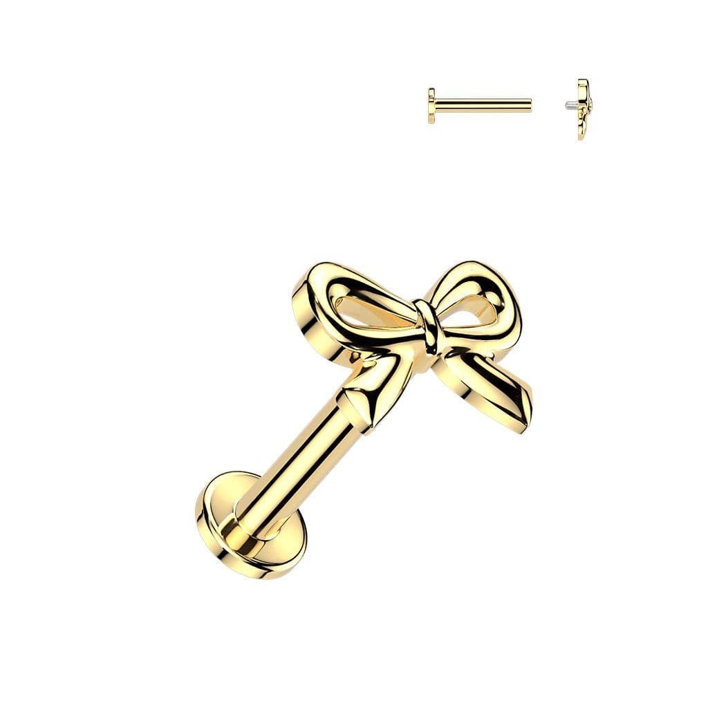 MARRE Zlacená Llabreta / piercing do ucha - mašlička (1,2 x 6 mm) - LB0045GD-1206 - náhled 3