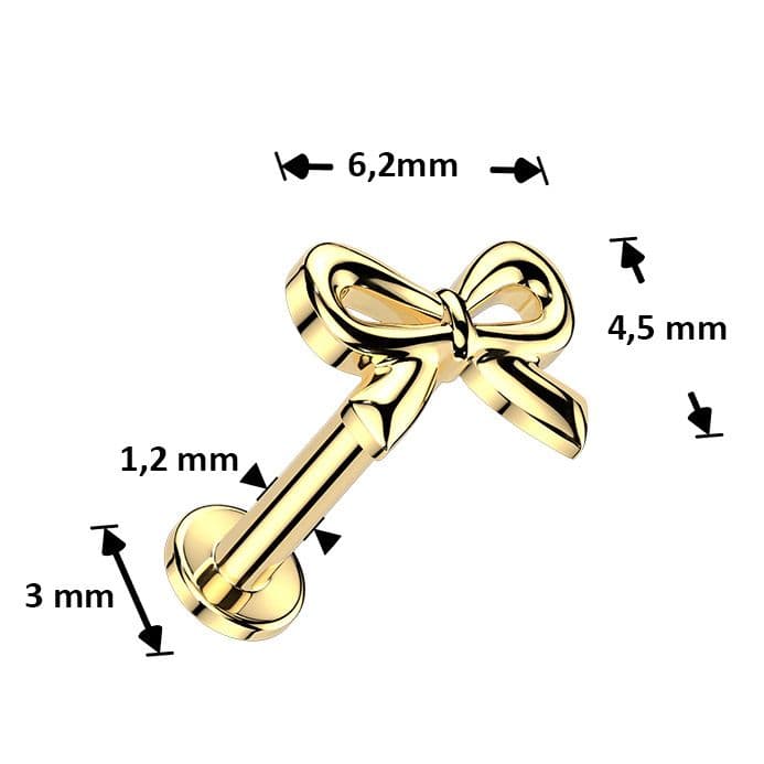MARRE Zlacená Llabreta / piercing do ucha - mašlička (1,2 x 6 mm) - LB0045GD-1206 - náhled 4