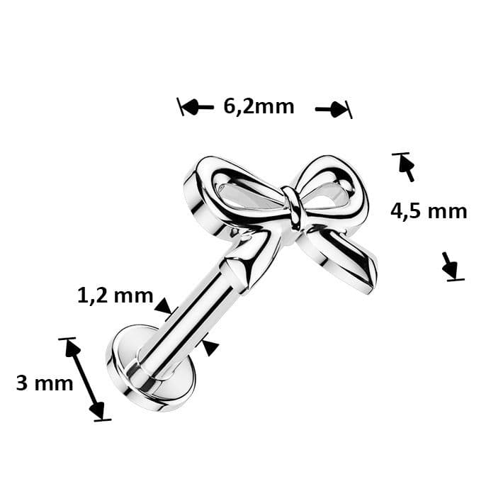 MARRE Labreta / piercing do ucha - mašlička (1,2 x 6 mm) - LB0045ST-1206 - náhled 4