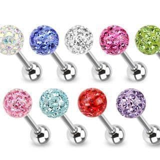 Piercing do jazyku činka se Swarovski krystalky HWBSD1014 (duhová)