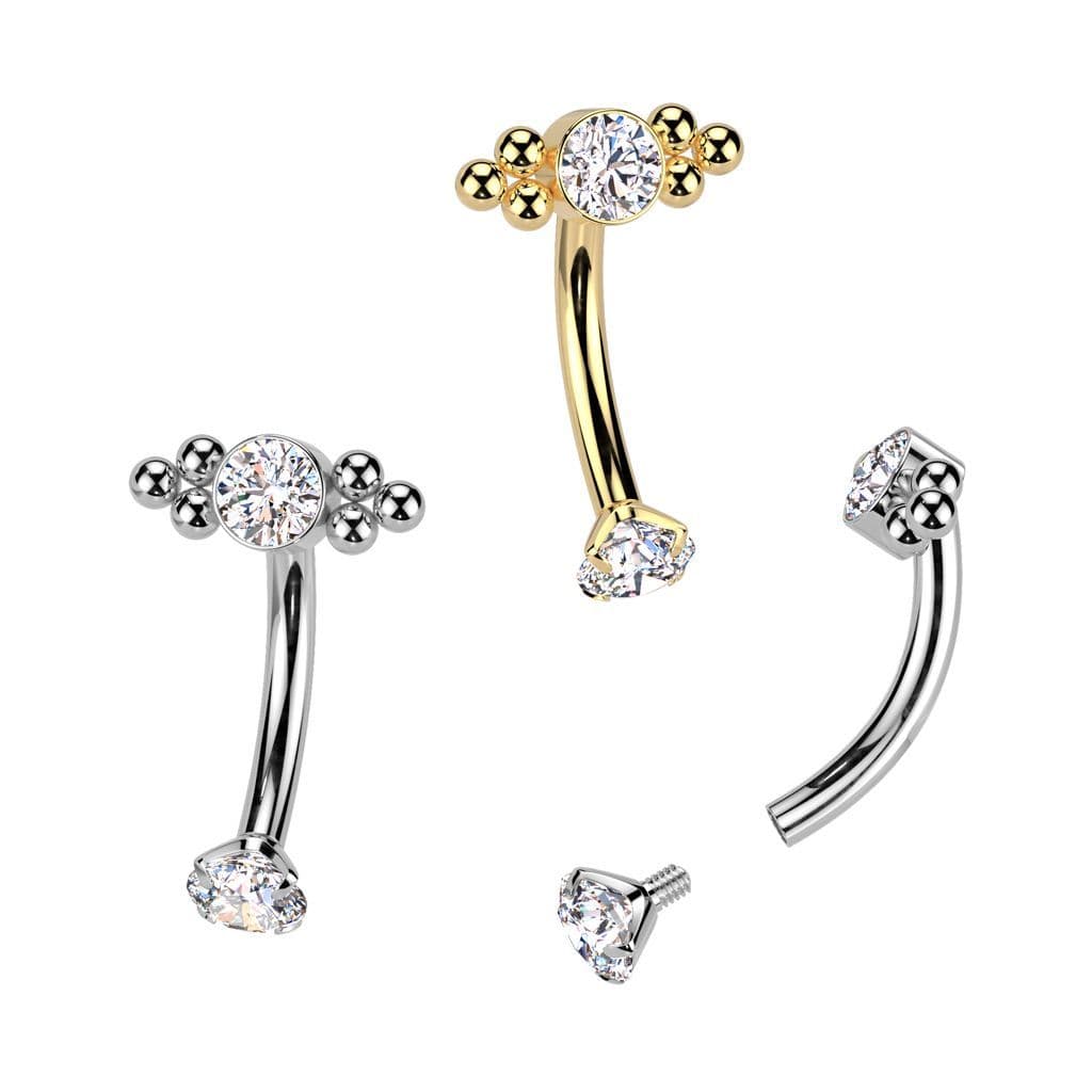 MARRE Piercing do obočí TITAN se zirkony - náhled 2