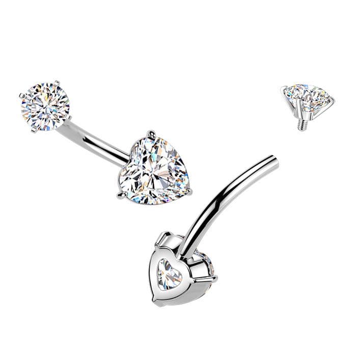 S4U Ocelový piercing do pupíku srdce - BS1073 - náhled 2