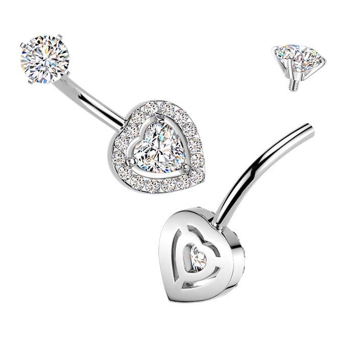 S4U Ocelový piercing do pupíku srdce - BS1076 - náhled 2