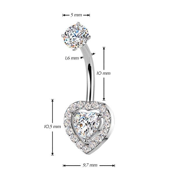 S4U Ocelový piercing do pupíku srdce - BS1076 - náhled 4