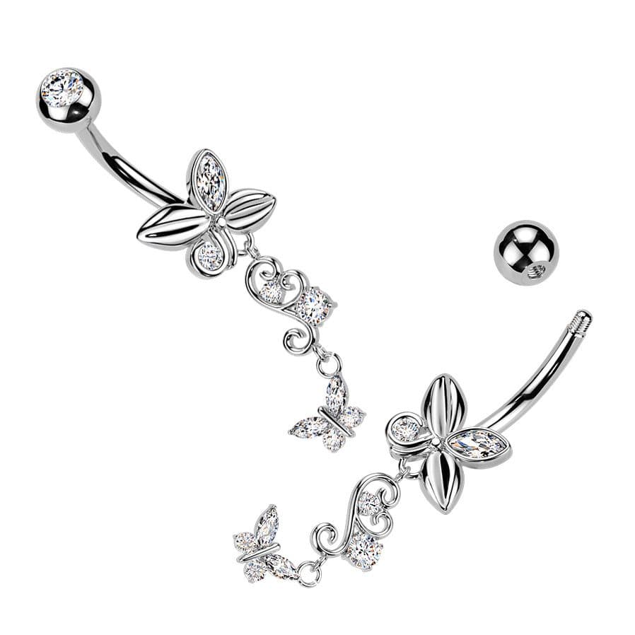 MARRE Visací piercing do pupíku s motýlky - WP0117 - náhled 2