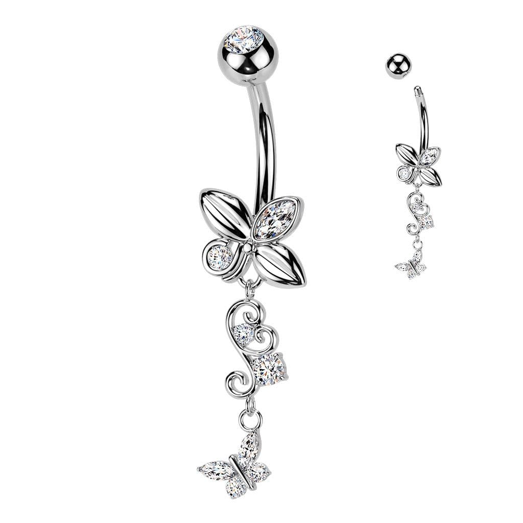 MARRE Visací piercing do pupíku s motýlky - WP0117 - náhled 3