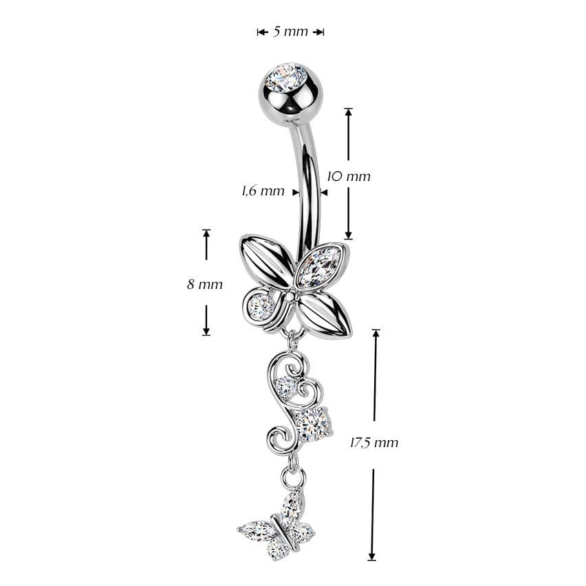 MARRE Visací piercing do pupíku s motýlky - WP0117 - náhled 4