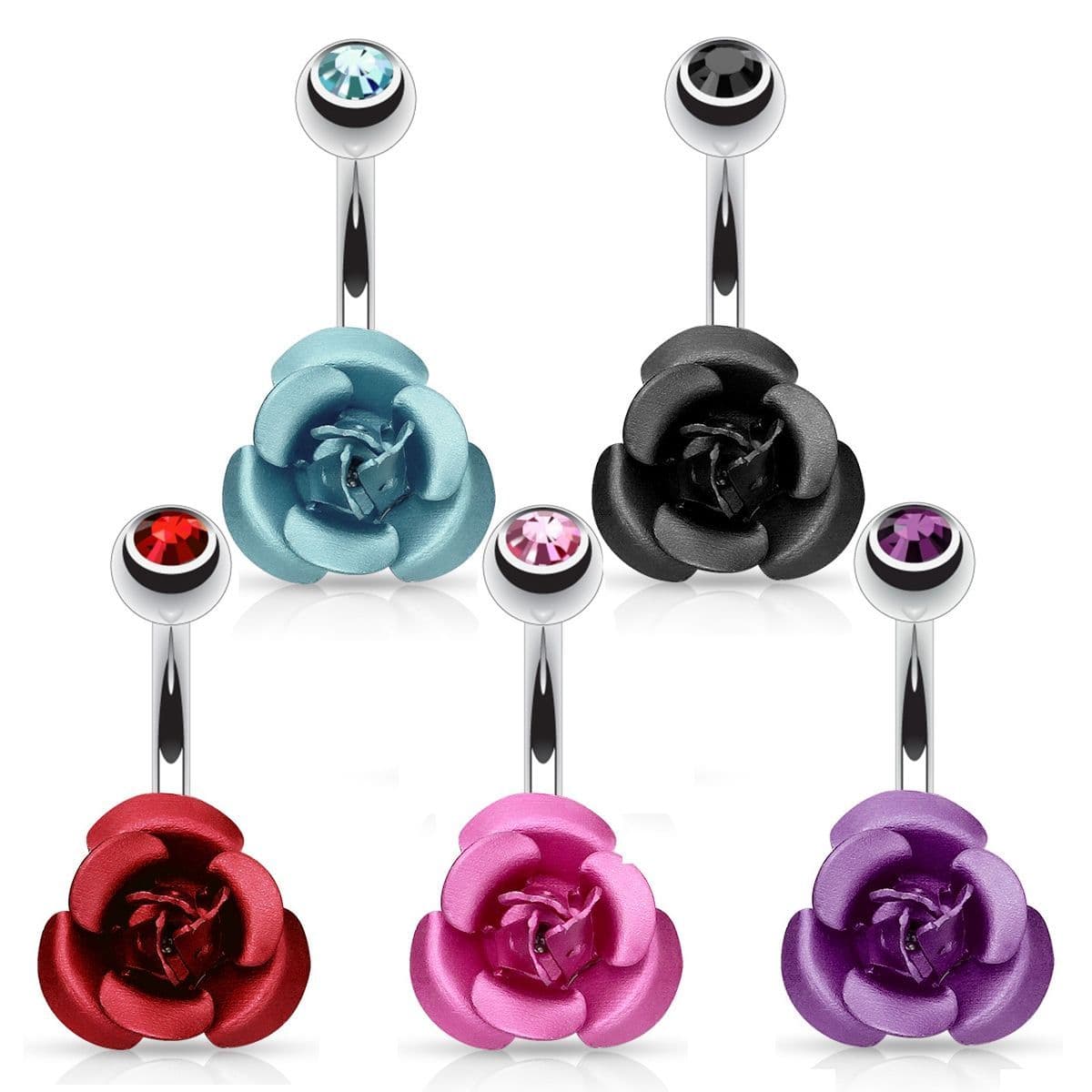 Piercing do pupíku - růžička (fialová) - náhled 3