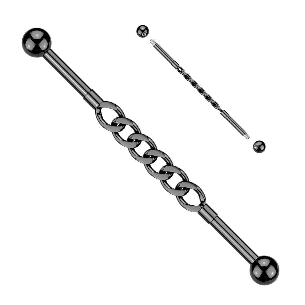 MARRE Černý industrial piercing řetěz - ID01049-K - náhled 3