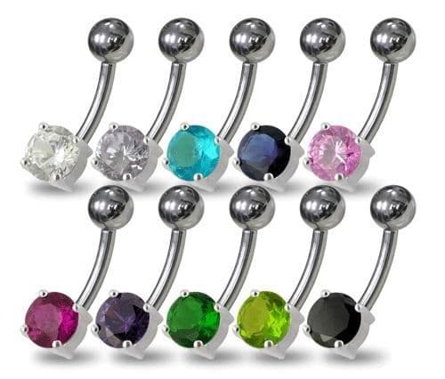S4U Stříbrný piercing do pupíku - kulatý zirkon 6 mm (fialová) - BP01146-A - náhled 3
