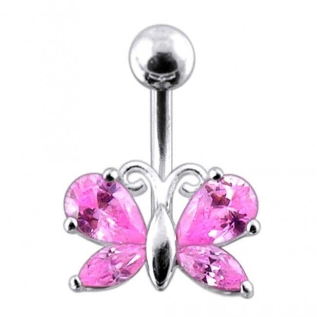 S4U Stříbrný piercing do pupíku - motýlek (fialová) - BP01207-A - náhled 4