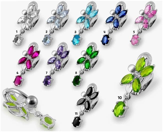 S4U Stříbrný piercing do pupíku se štítem - obrácený (fialová) - BP01281-A - náhled 3