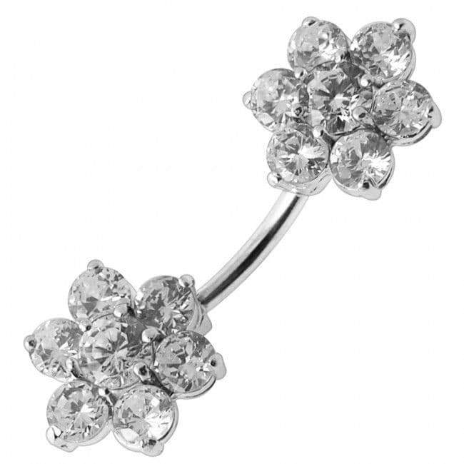 S4U Stříbrný piercing do pupíku - kytičky (fialová) - BP01108-A - náhled 4