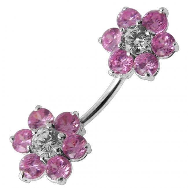 S4U Stříbrný piercing do pupíku - kytičky (fialová) - BP01108-A - náhled 5