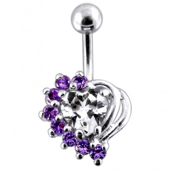 S4U Stříbrný piercing do pupíku (čirá/tmavě fialová) - BP01155-CA - náhled 1