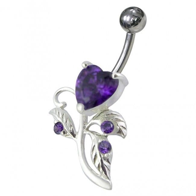 S4U Stříbrný piercing do pupíku - srdíčko (fialová) - BP01186-A - náhled 1