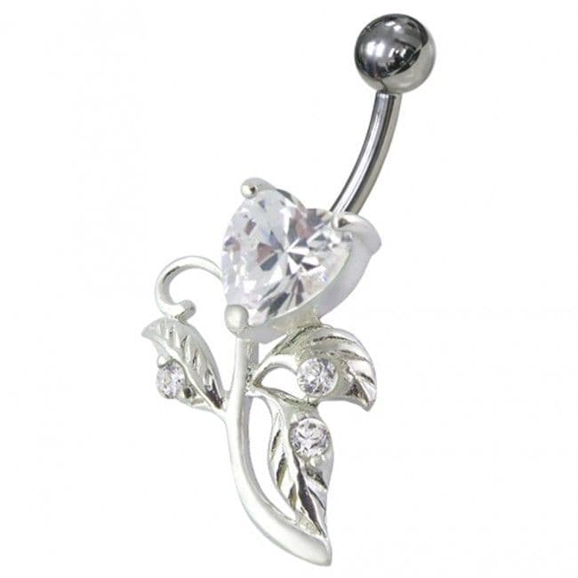 S4U Stříbrný piercing do pupíku - srdíčko (fialová) - BP01186-A - náhled 5