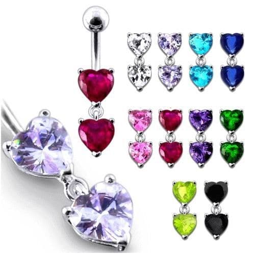 S4U Stříbrný piercing do pupíku - srdíčka (fialová) - BP01258-A - náhled 3