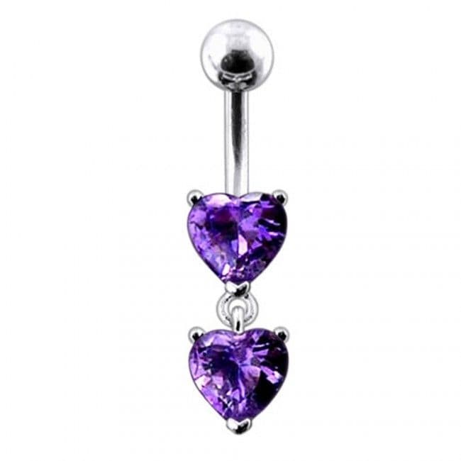 S4U Stříbrný piercing do pupíku - srdíčka (fialová) - BP01258-A - náhled 1